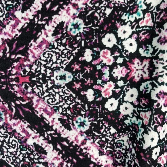 TAHARI Floral Dress Pink Black Geometric Print Ruched Midi Long  Sleeve Size L - Picture 6 of 13